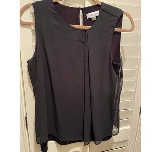 Calvin Klein Women's Sleeveless Black Chiffon Top